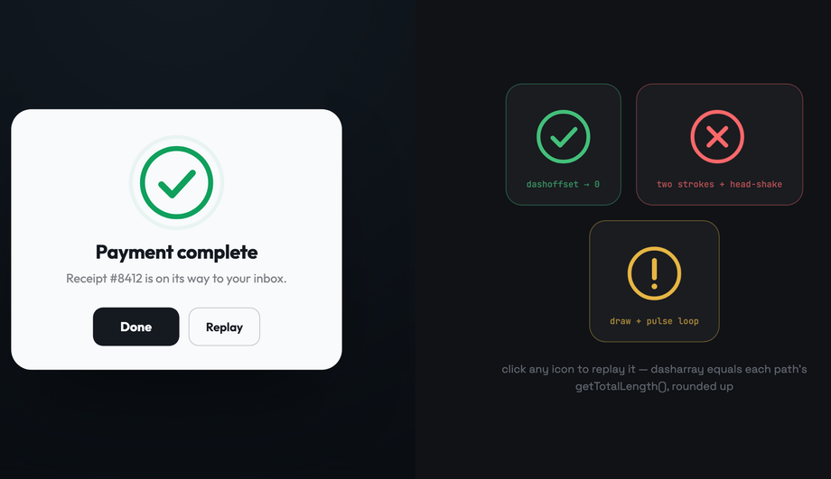 CSS Sweet Alert Style Animated Icons — preview