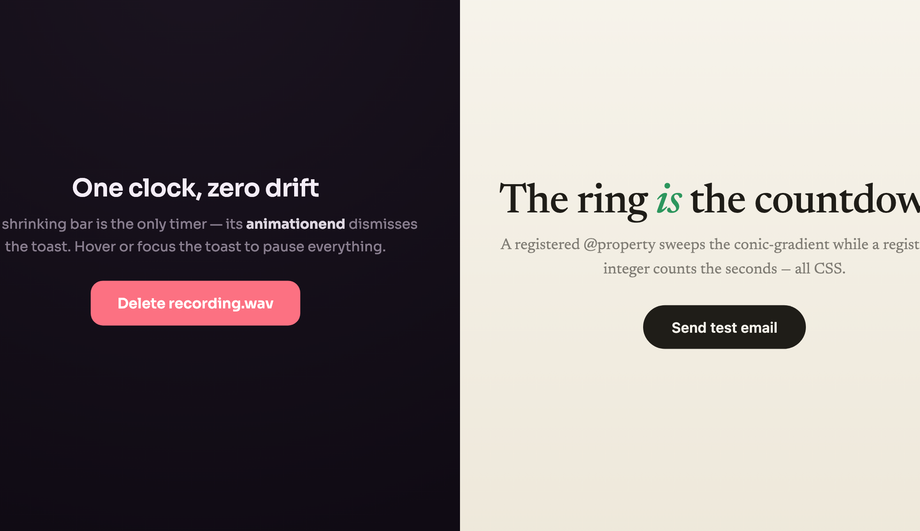 CSS Toast Progress Bar Countdown — preview
