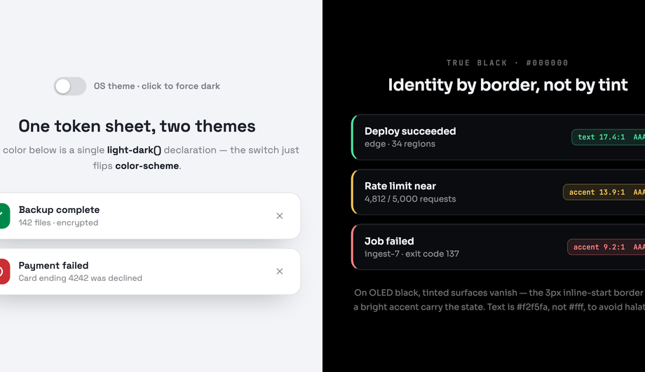 Dark Mode Toast Notification CSS — preview
