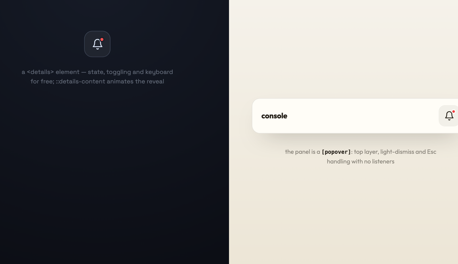 Expandable Notification Panel CSS — preview