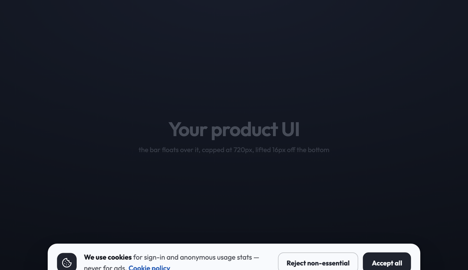 Floating Bottom Alert Bar CSS — preview