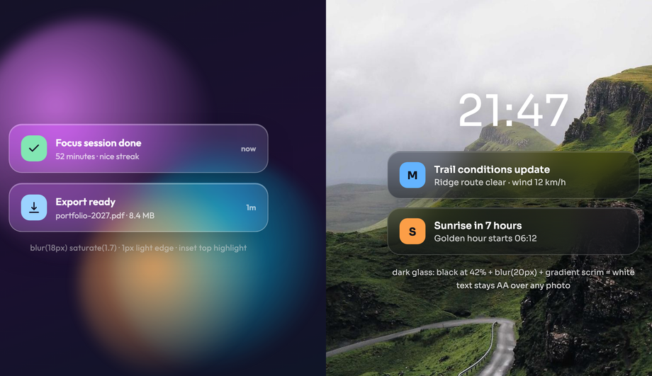 Glassmorphism Toast Notification CSS — preview