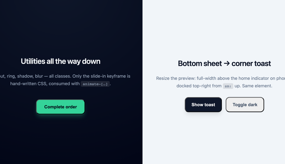 Tailwind CSS Toast Popup Snippet — preview