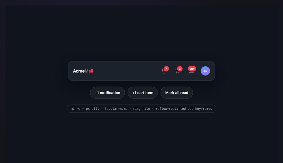 Tailwind CSS Animated Number Counter Badge — preview