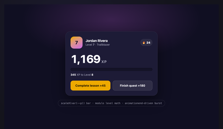 User Milestone & Level-Up Progress Counter — preview