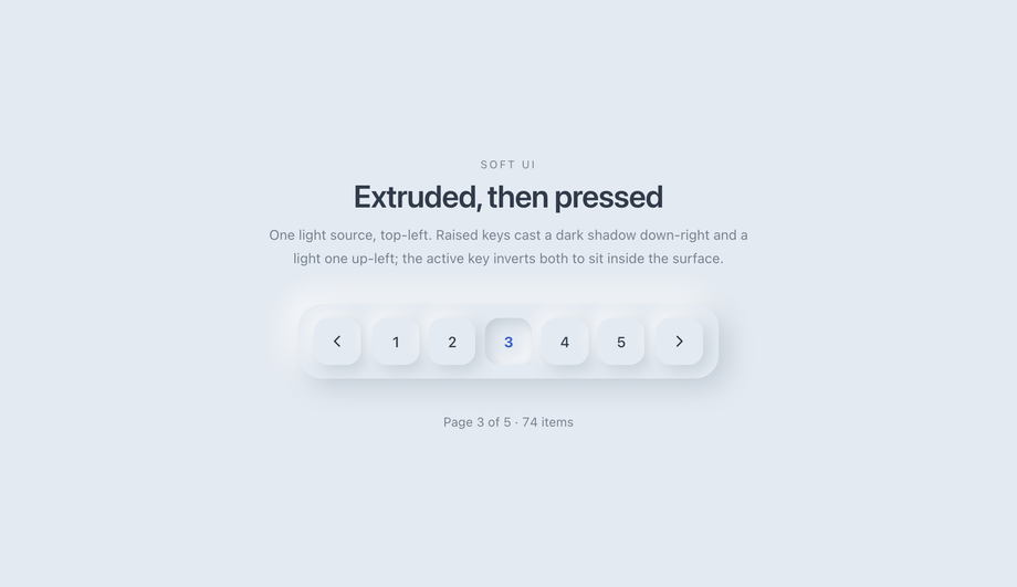 Neumorphism Soft UI Pagination — preview