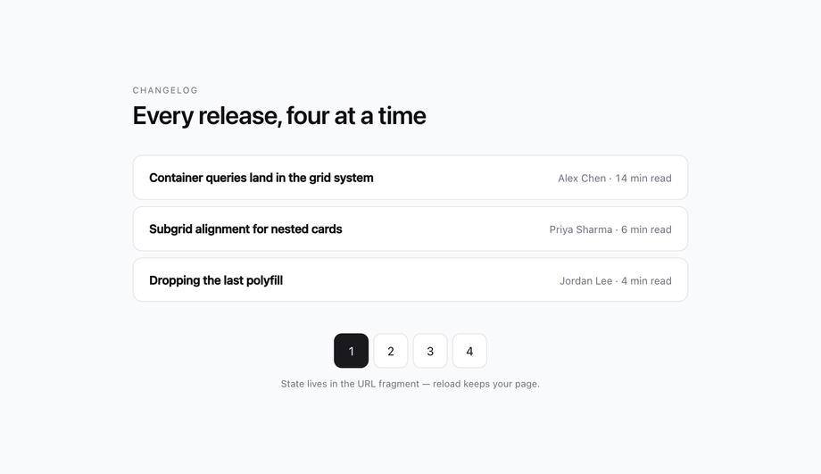 Pure CSS Pagination with :target — preview