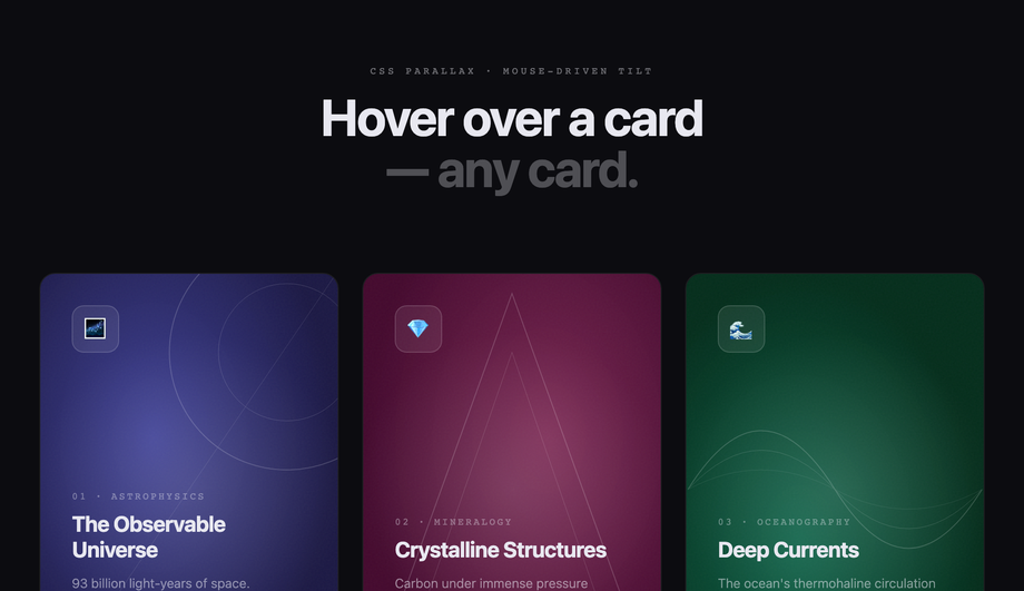 CSS Parallax Card Hover Effect — preview