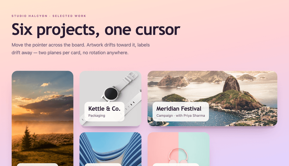 Mouse Position Parallax Card Grid — preview