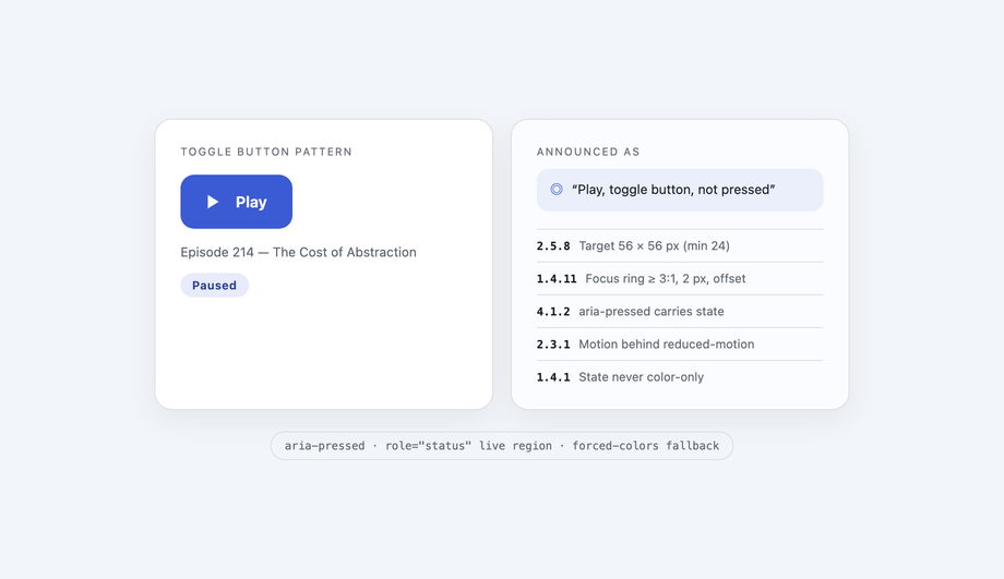 Accessible WAI-ARIA Play/Pause Button (WCAG 2.2) — preview