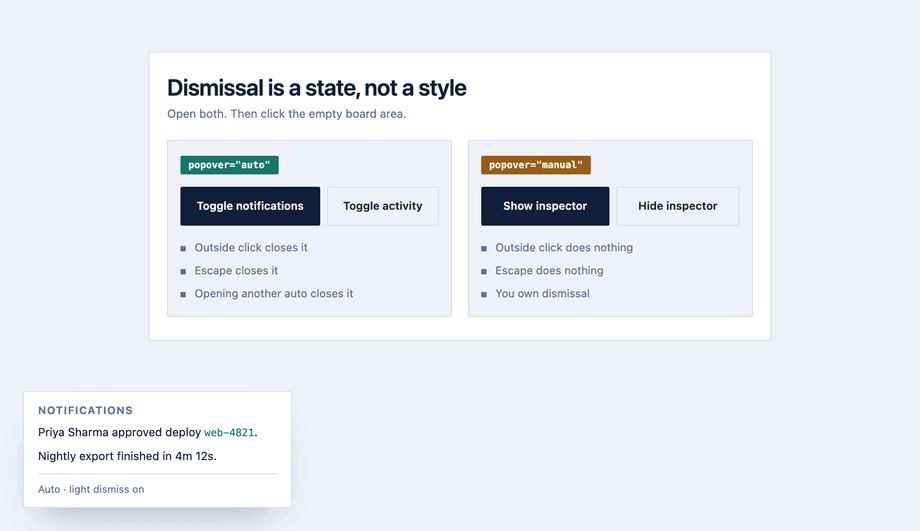Auto vs Manual Popover Behavior — preview