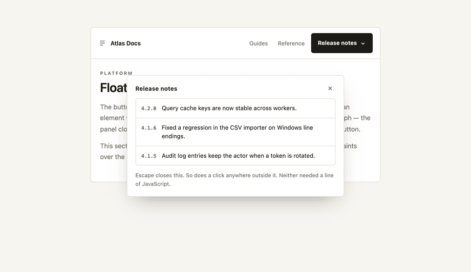 Basic Popover Show and Hide — preview