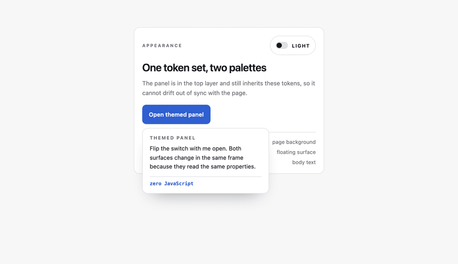 Dark and Light Mode Popover — preview