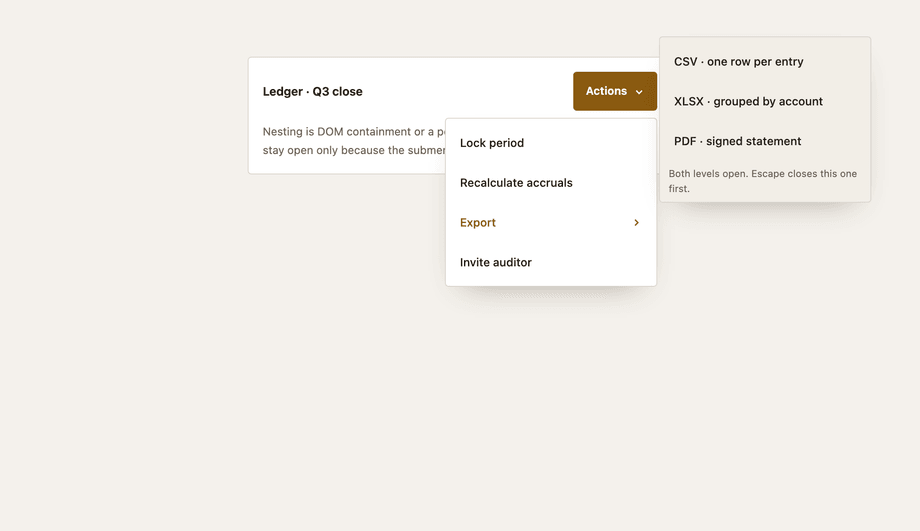 Submenus and Nested Popovers — preview