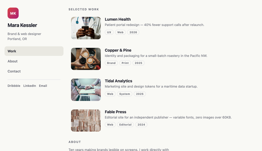 2 Column Portfolio Layout CSS Flexbox — preview