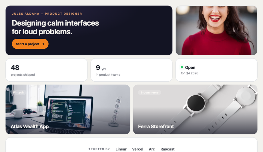 Bento Grid Portfolio Layout HTML CSS — preview