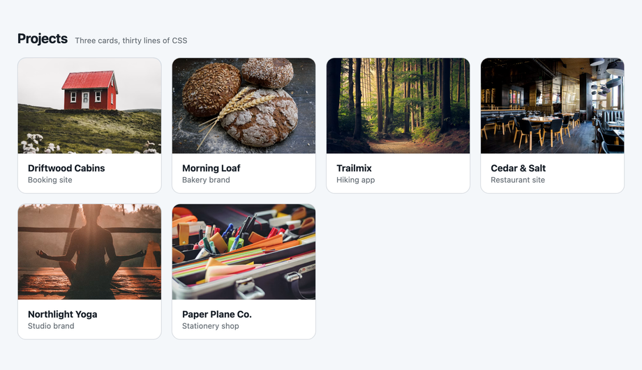 Clean Simple Inline Portfolio Cards CSS Grid — preview