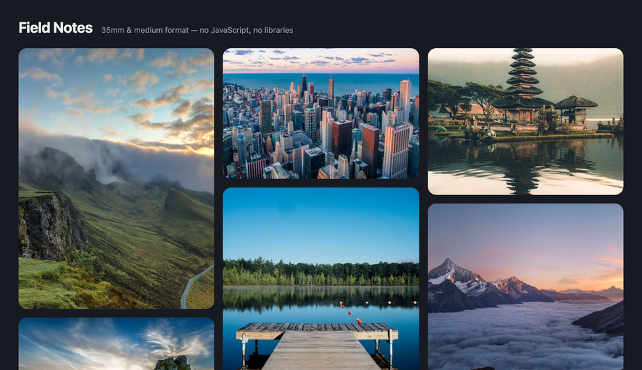 CSS Masonry Portfolio Layout No JavaScript — preview