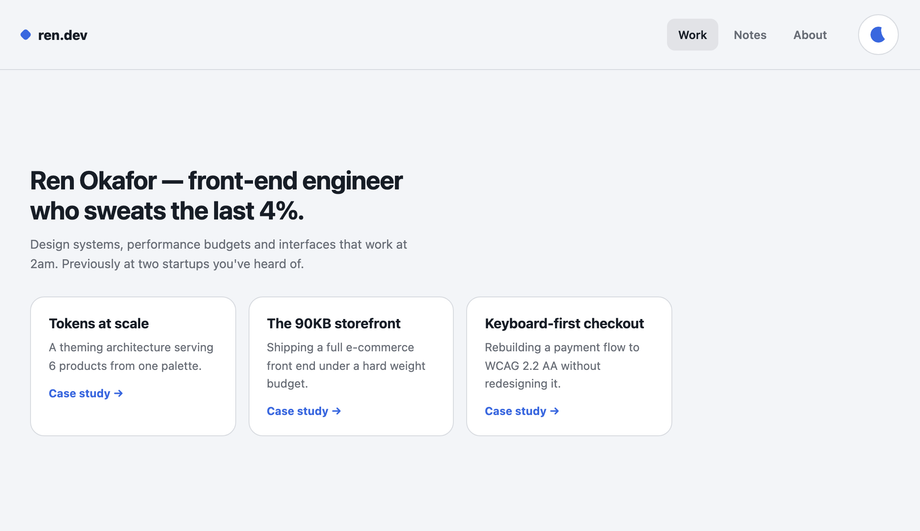 Dark Mode Portfolio Website Layout CSS Variables — preview