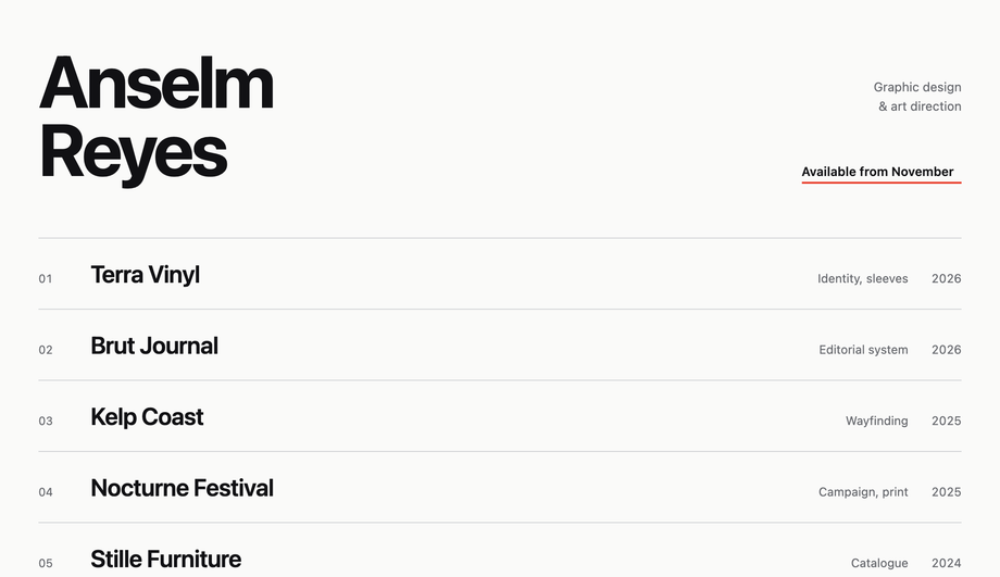 Minimalist Graphic Design Portfolio Layout HTML CSS — preview
