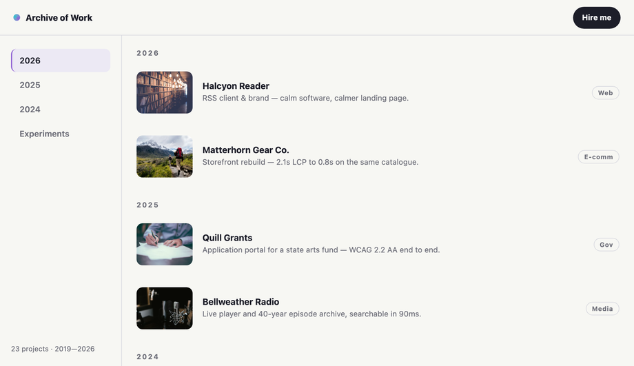 Sticky Header Sidebar Portfolio Layout Template CSS — preview