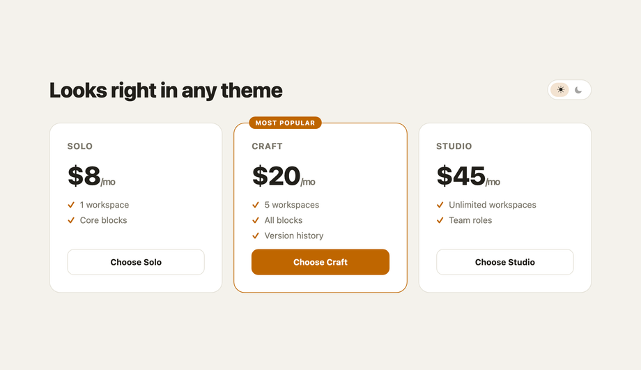 Dark / Light Mode Adaptive Cards — preview