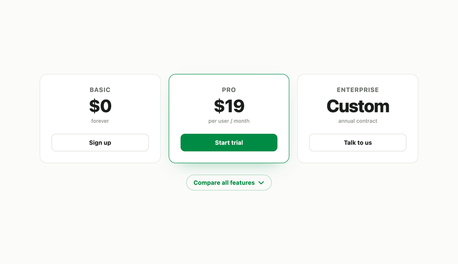 Expandable Feature Comparison Rows — preview
