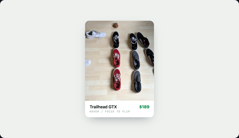 Pure-CSS 3D Flip Product Card — preview