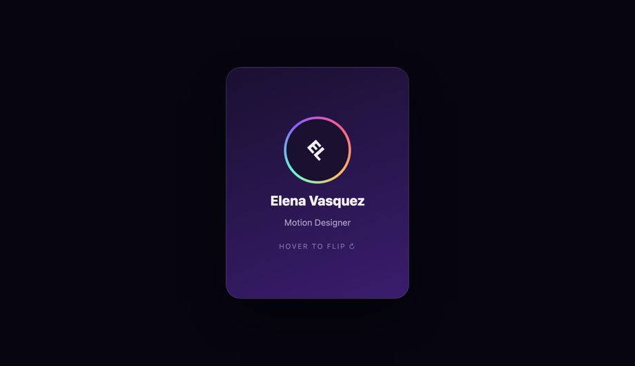 3D Flip Profile Card on Hover — preview