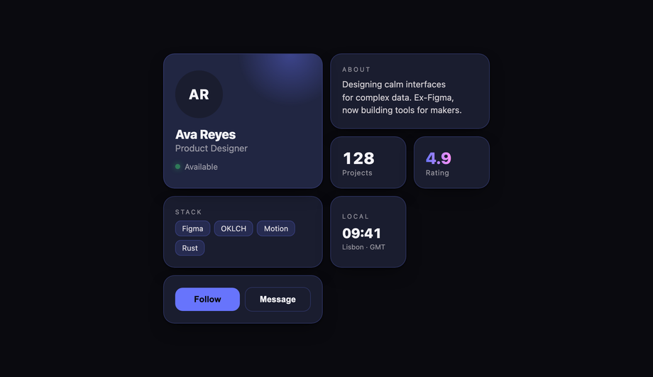 Bento Grid Profile Card — preview