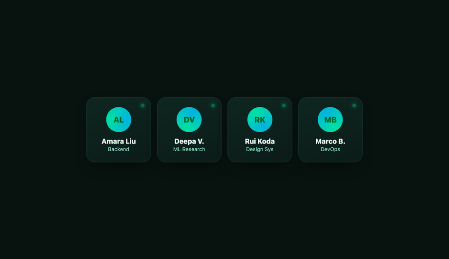CSS Grid Responsive Team Member Row — preview