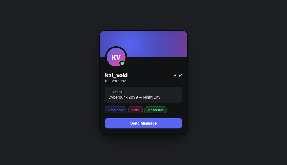 Gaming / Discord Style Profile Overlay — preview