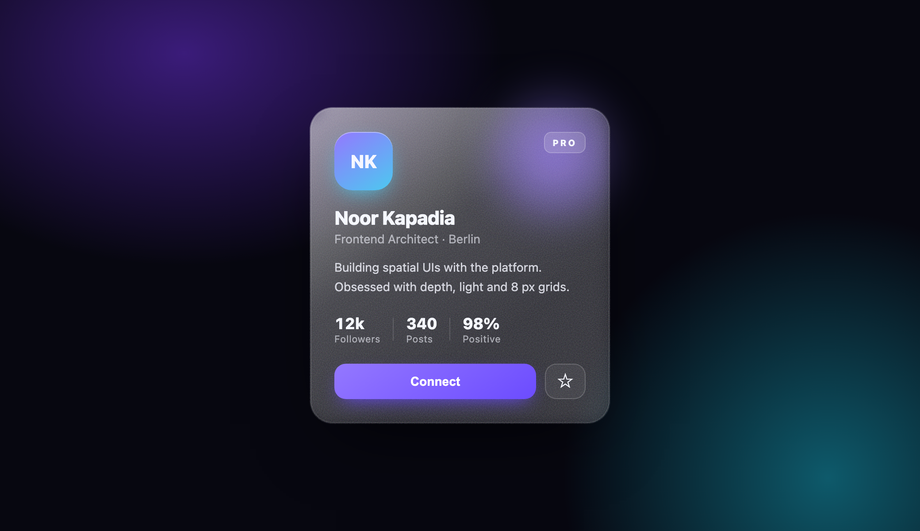 Glassmorphism 2.0 Profile Card — preview