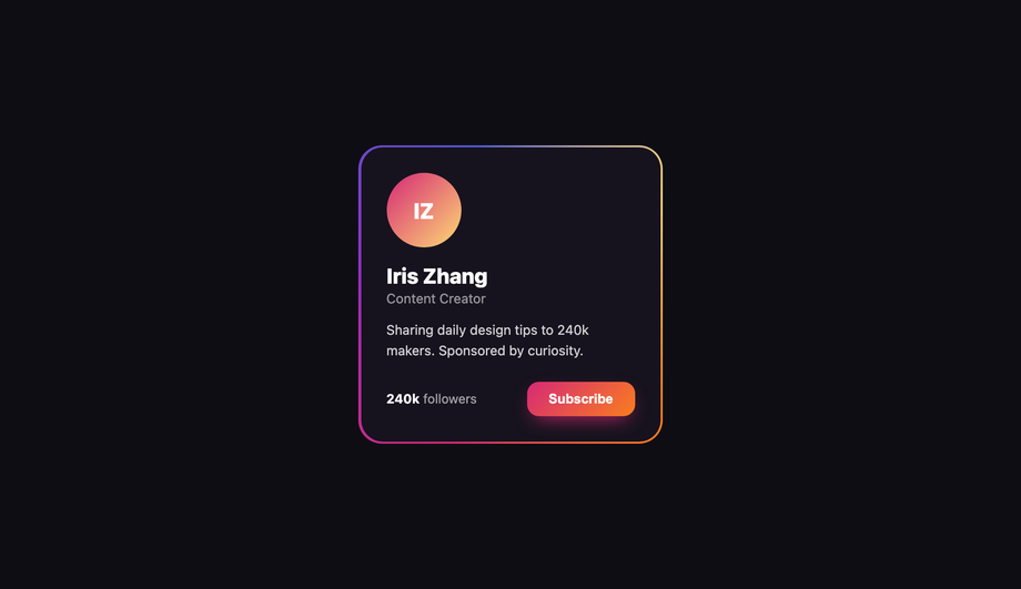 Vibrant Gradient Border Profile Card — preview