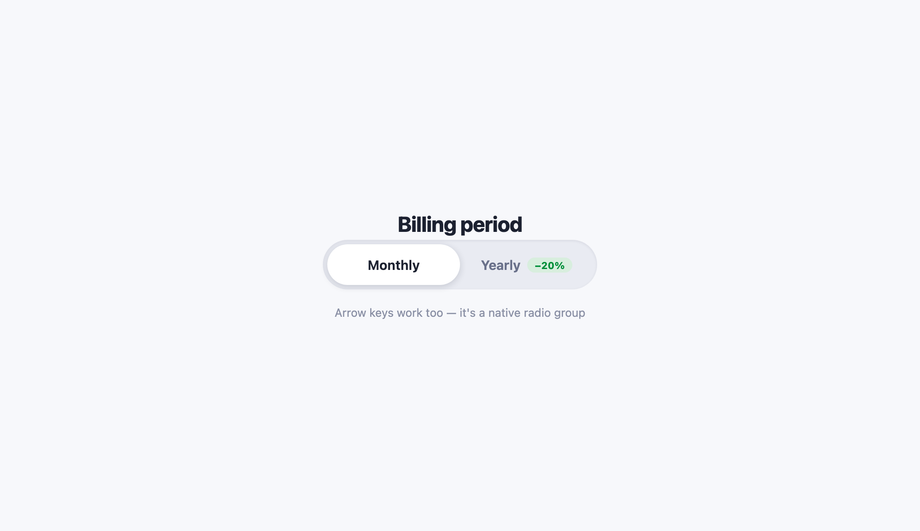 CSS Pill Radio Toggle (Segmented Control) — preview