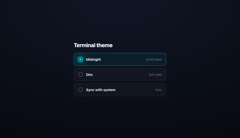 Dark Mode Glowing Radio Button — preview