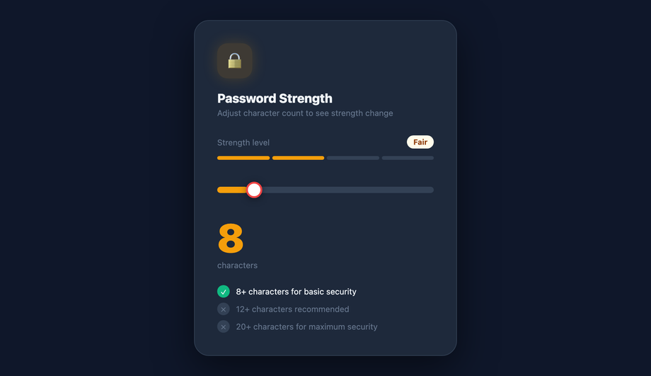 Password Strength Indicator Slider — preview