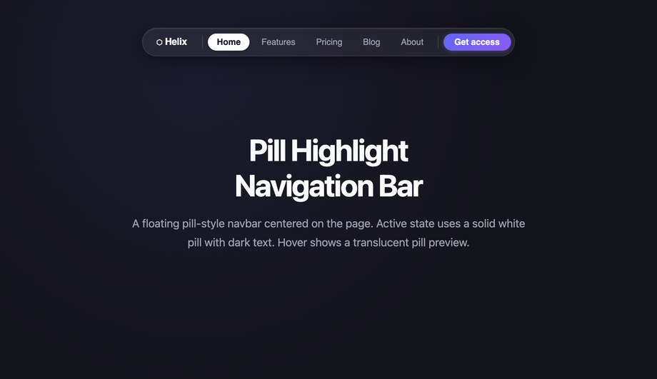 CSS Pill Highlight Navigation Bar — preview
