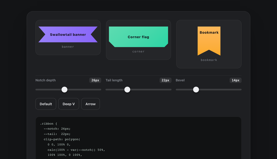 Clip-Path Polygon Ribbon — preview