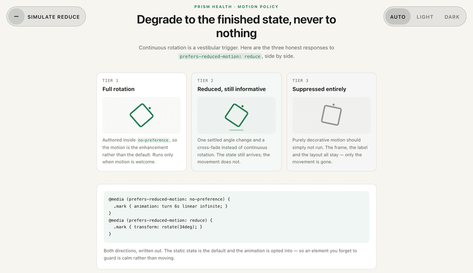 Reduced Motion Safe Rotation — preview