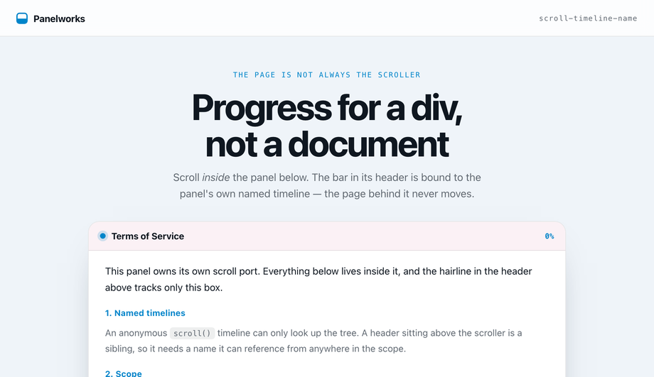 Container-Scoped Scroll Progress Bar (Inside a Div) — preview