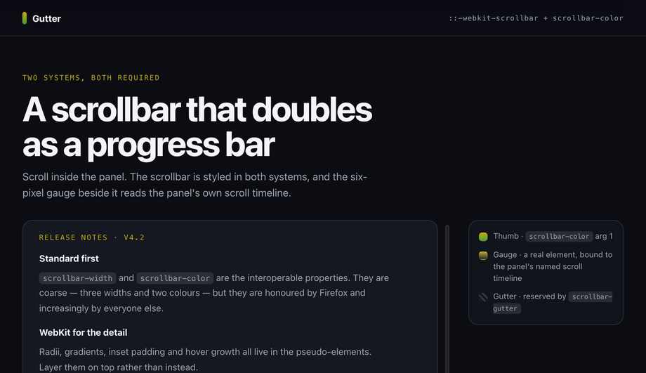 Custom ::-webkit-scrollbar with Progress Indicator — preview
