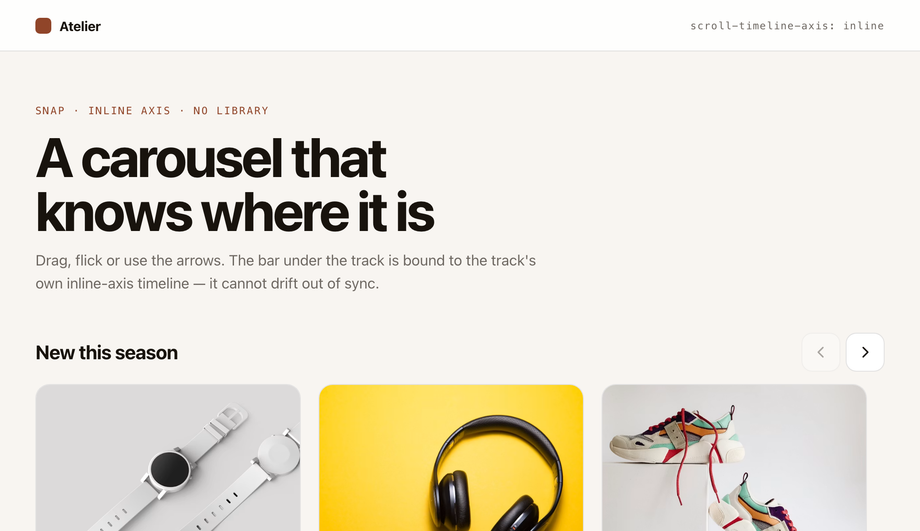 Horizontal Carousel Scroll Progress Bar — preview
