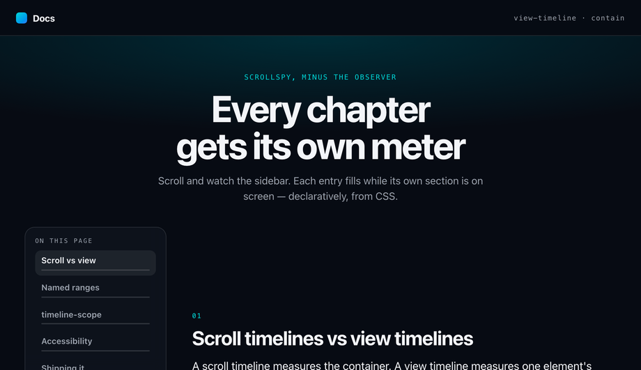 Multi-Section TOC Scroll Progress Tracker — preview