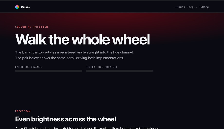 Rainbow Hue-Rotating Scroll Progress Bar — preview