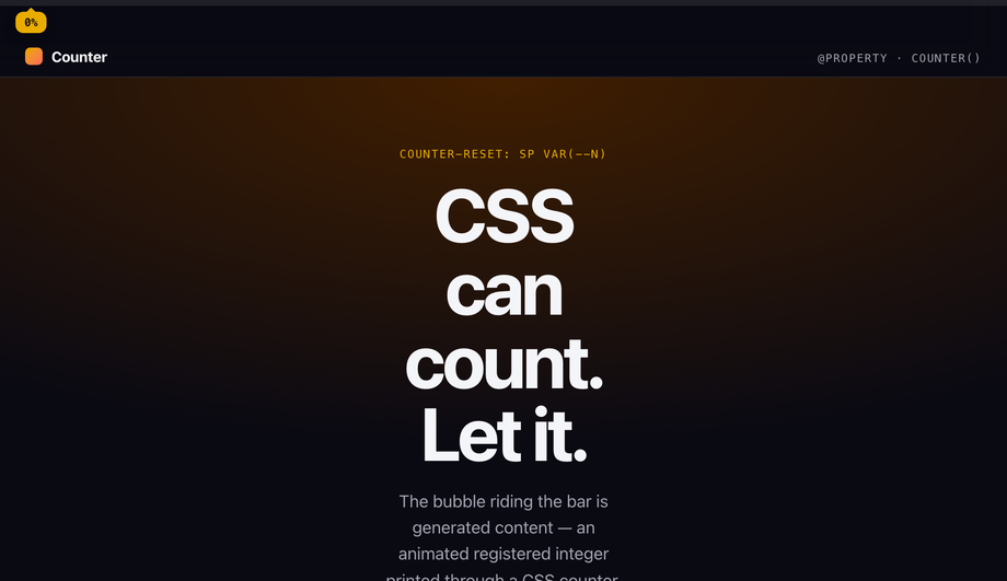 Scroll Progress Bar with Percentage Counter Tooltip — preview