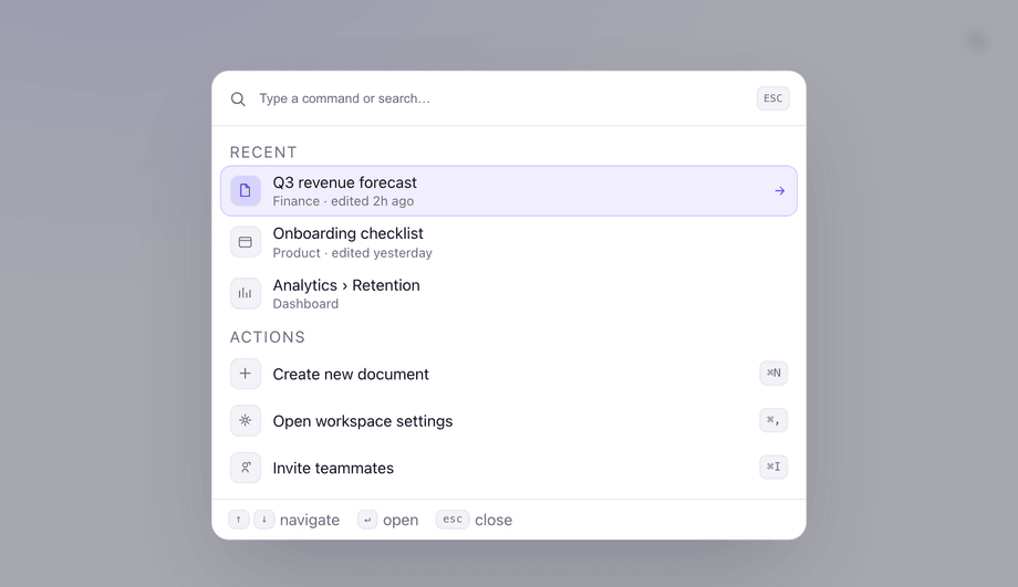 Command Palette Cmd+K Search Bar — preview