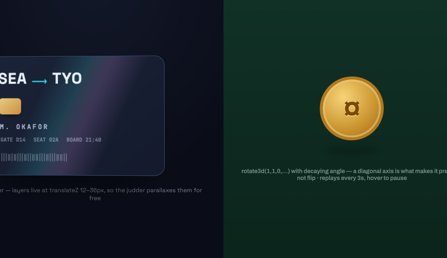 CSS 3D Shake Transform — preview