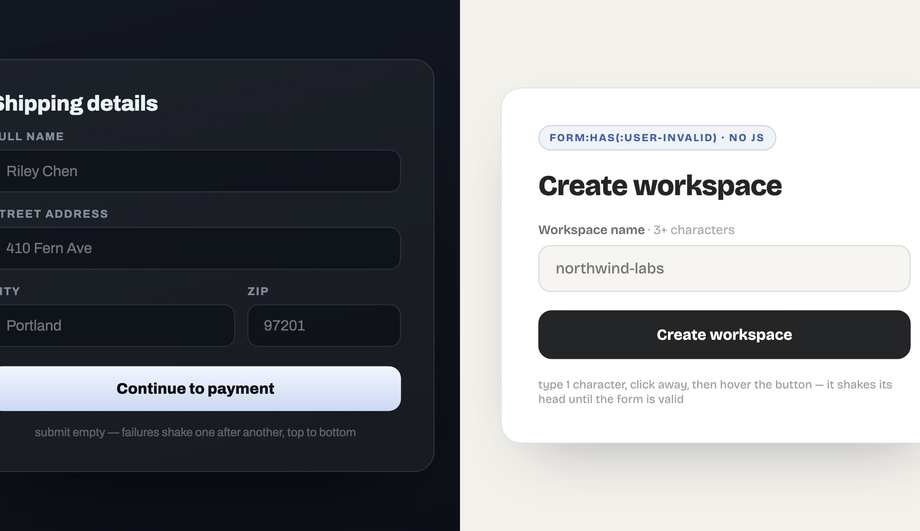 CSS Form Validation Failure Shake — preview