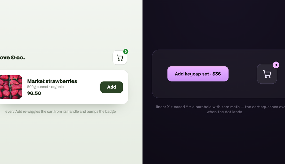 CSS Shopping Cart Wiggle on Item Add — preview